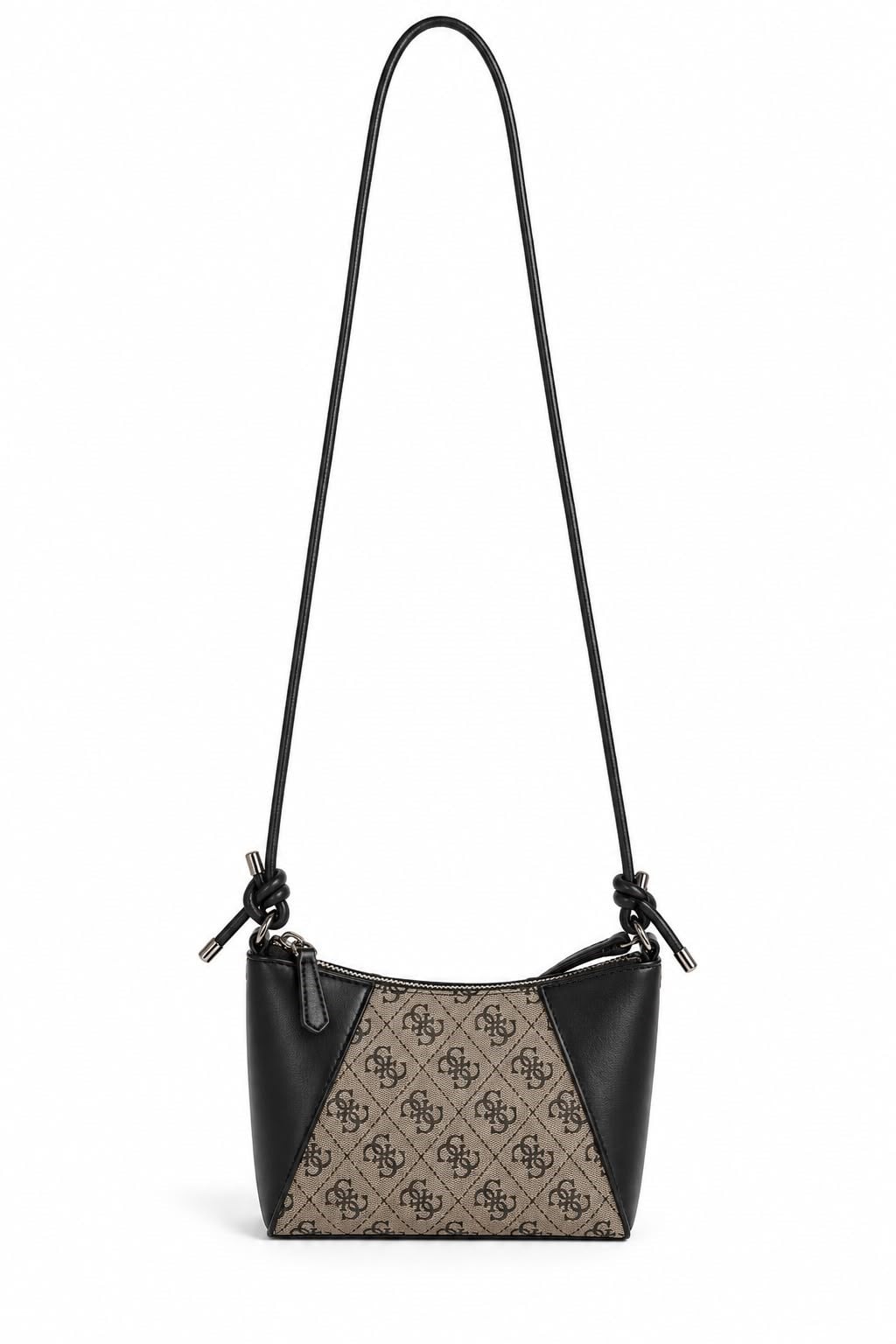 Kadın İnce Askılı Monogram Desenli Minimal Çanta Siyah2