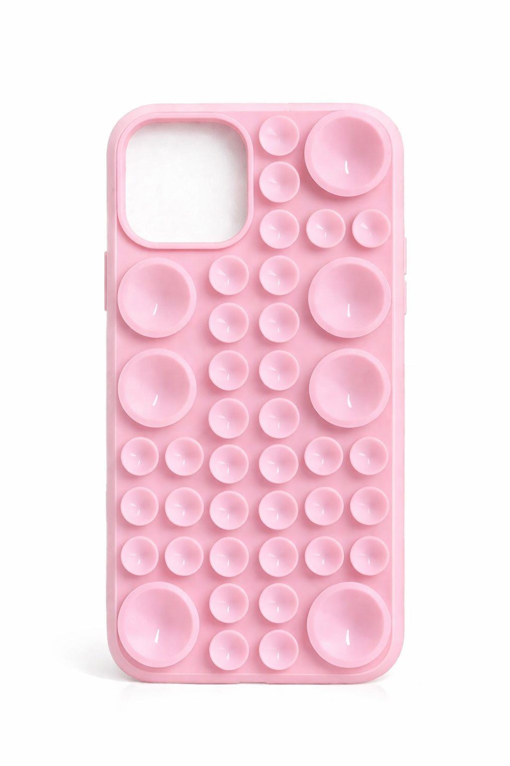 İphone 15 Pro Uyumlu Vantuzlu ve Pop-it Özellikli Kılıf Pembe