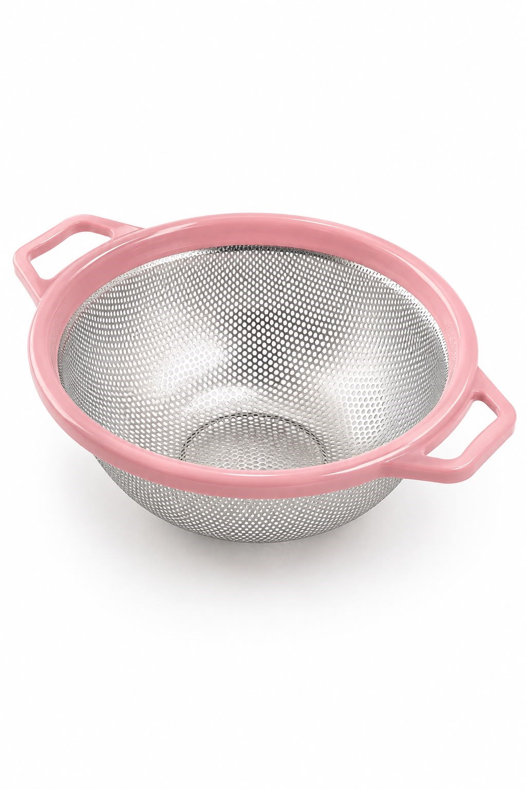 Kulplu Yuvarlak Metal Süzgeç Küçük Boy Pembe