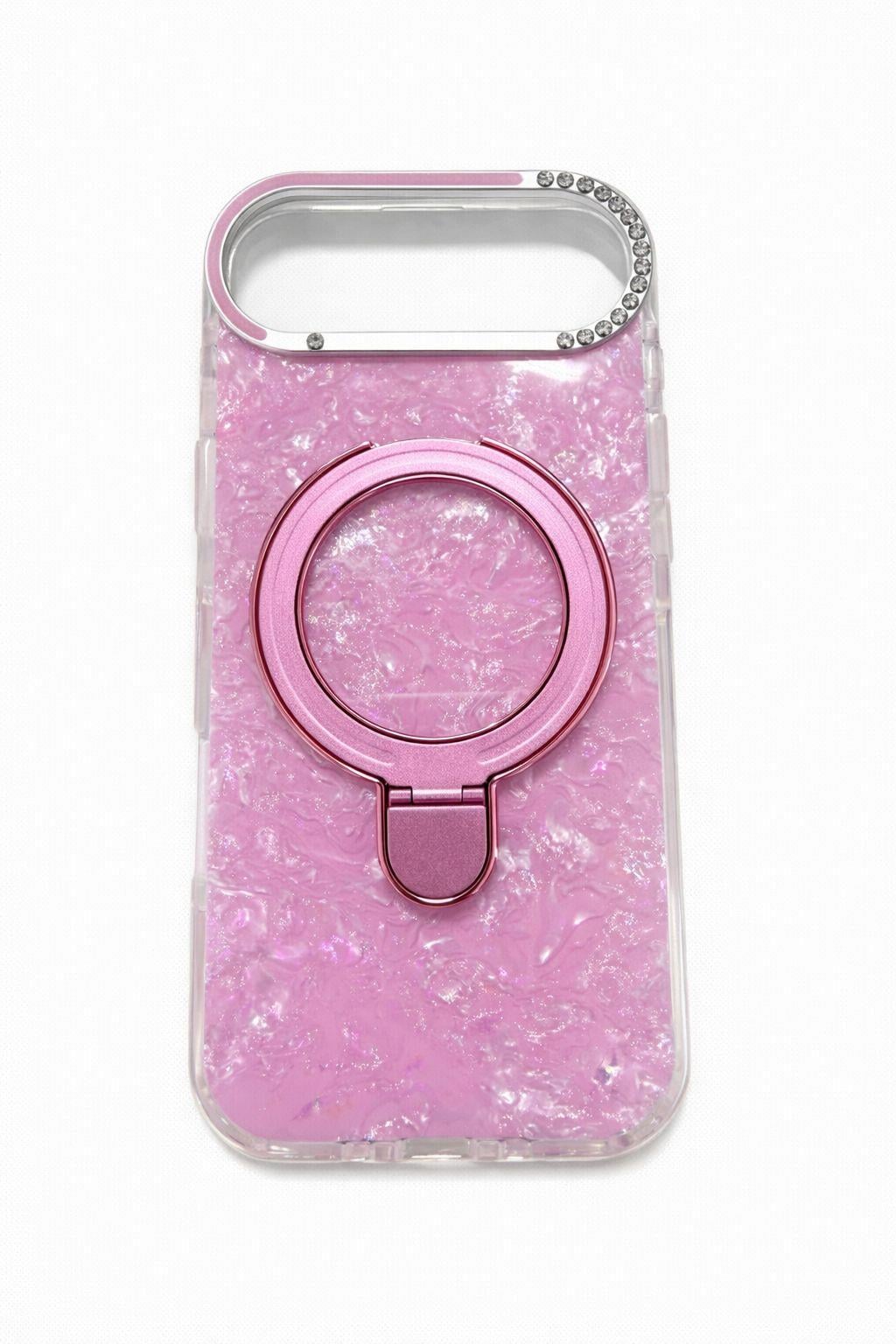 İphone 17 Air Uyumlu Magsafe Dönebilen Halkalı Kılıf Pembe