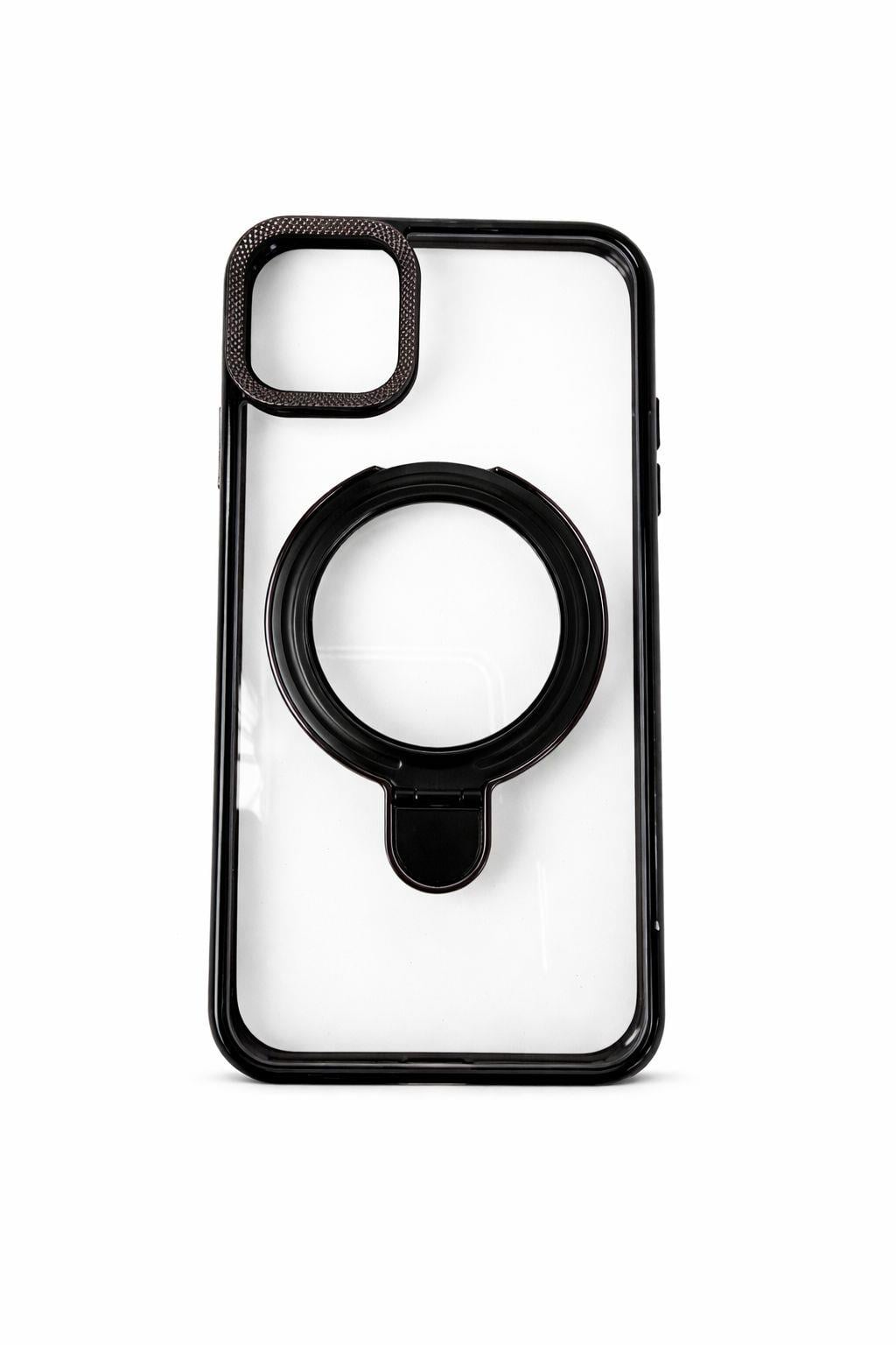 İphone 12 Uyumlu Magsafe Dönebilen Halkalı Kılıf Lens Korumalı Siyah