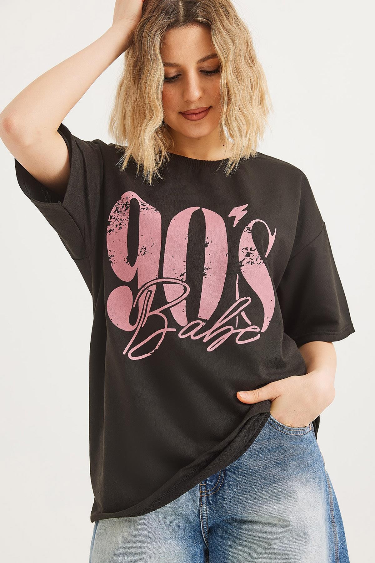 Bisiklet Yaka Kısa Kollu Tshirt Siyah