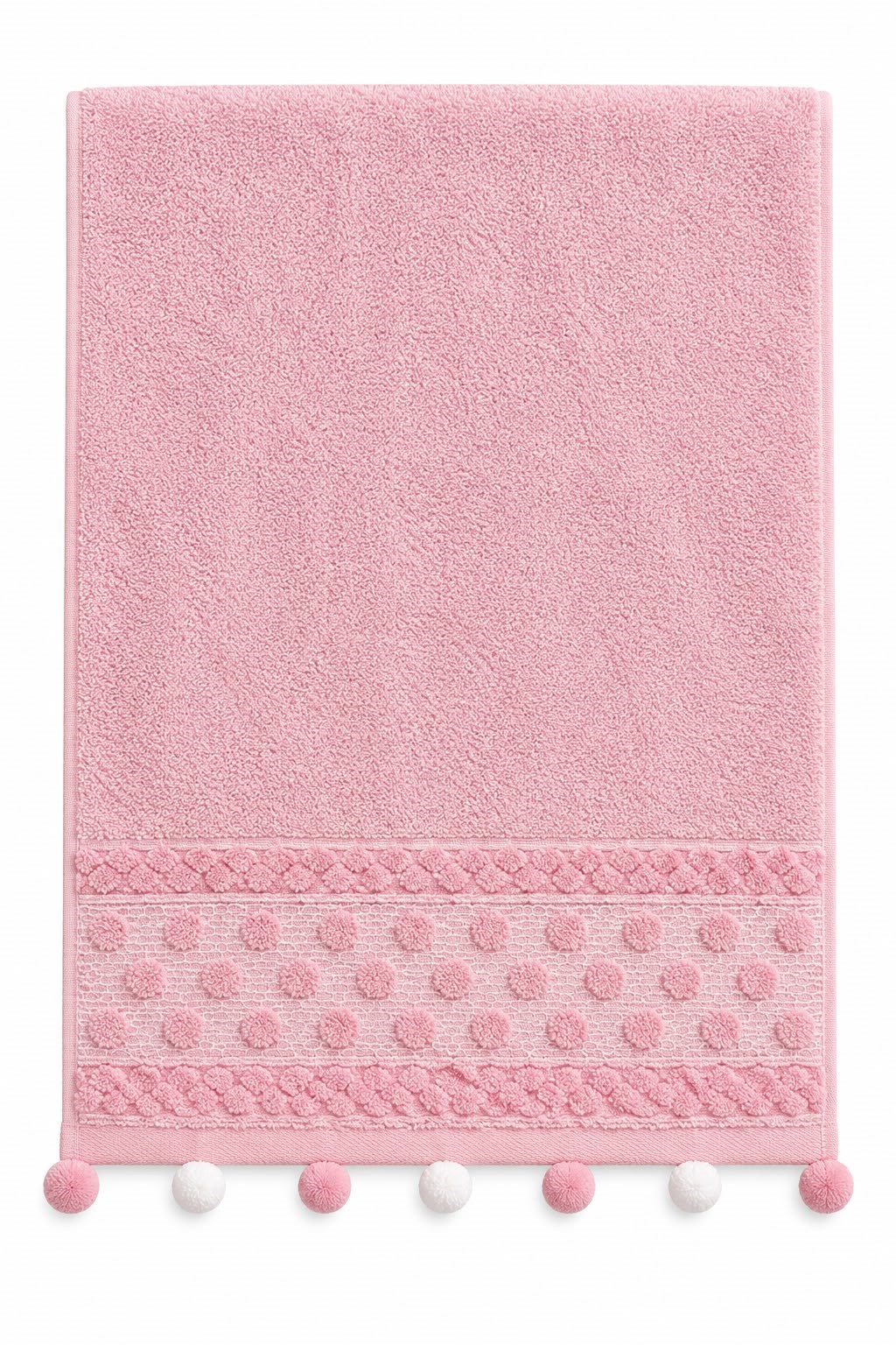 Ponpon Detaylı Pamuklu El/Yüz Havlusu Pembe