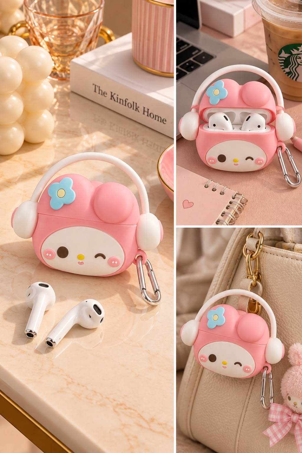 Kuromi Figürlü Askılı Airpods Kılıfı Pembe