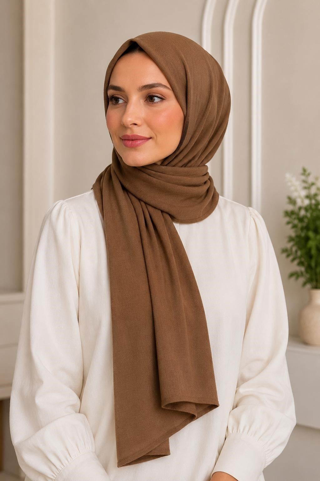 Kadın 180X65 Ölçülü Penye Şal Hardal