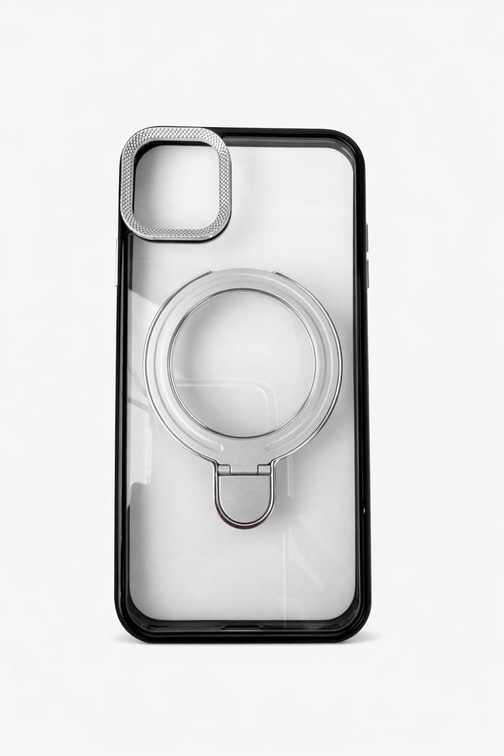 İphone 13 Uyumlu Magsafe Dönebilen Halkalı Kılıf Lens Korumalı Gri