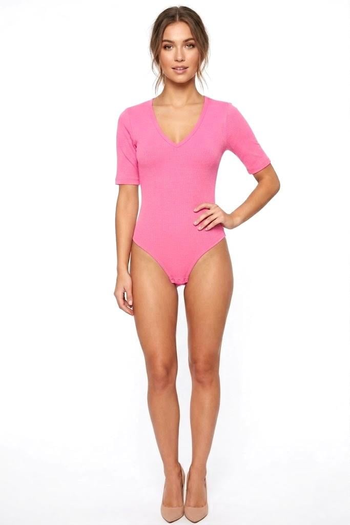 Kadın  V Yaka Alttan Çıtçıtlı Zıbın / Bluz Pembe