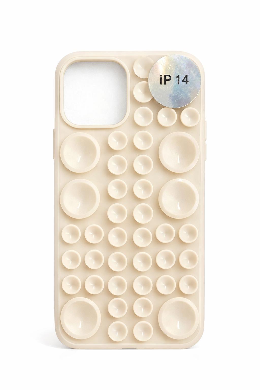 İphone 14 Pro Max Uyumlu Vantuzlu ve Pop-it Özellikli Kılıf Krem