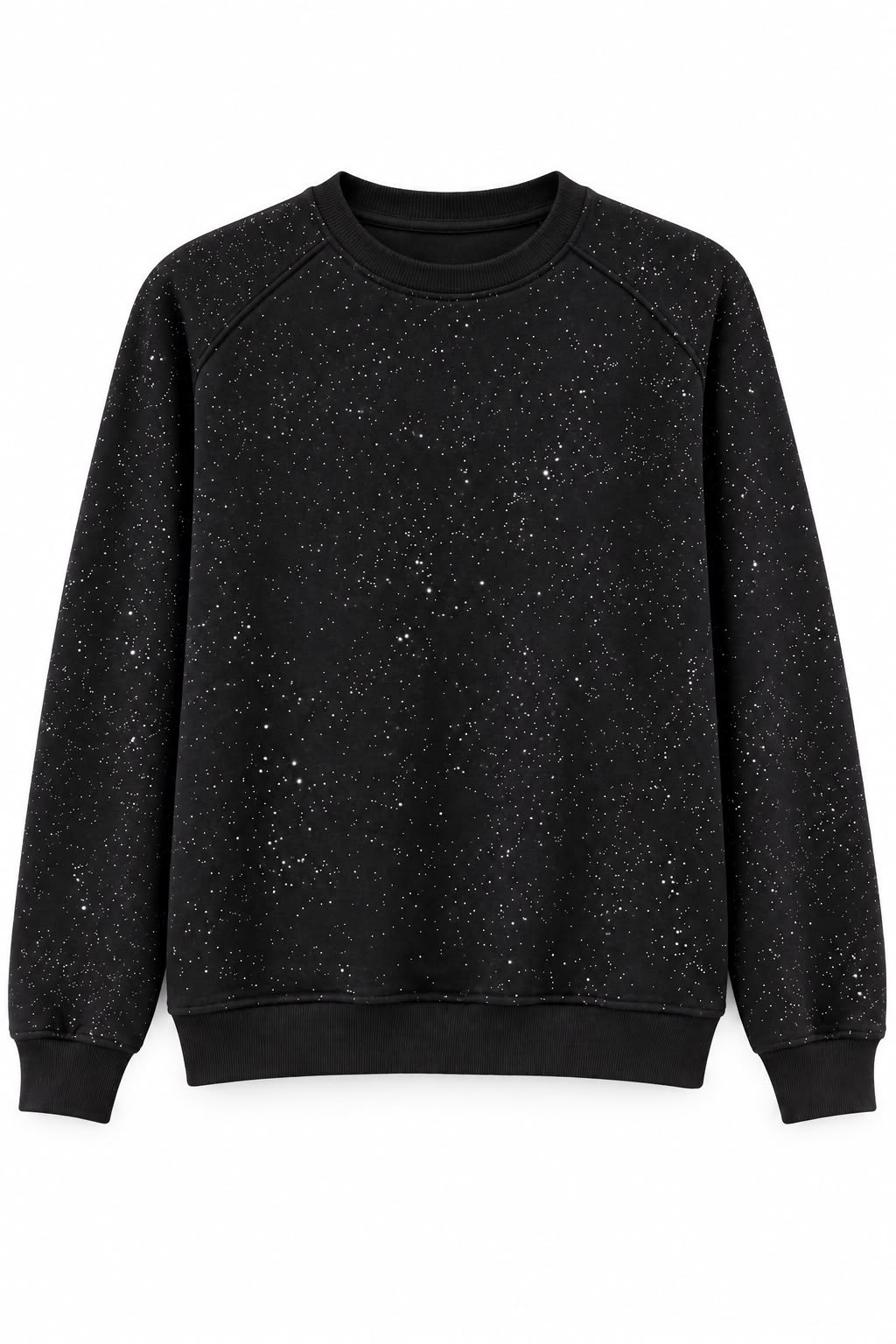 Kadın Bisiklet Yaka Işıltılı 3 iplik Sweatshirt Siyah