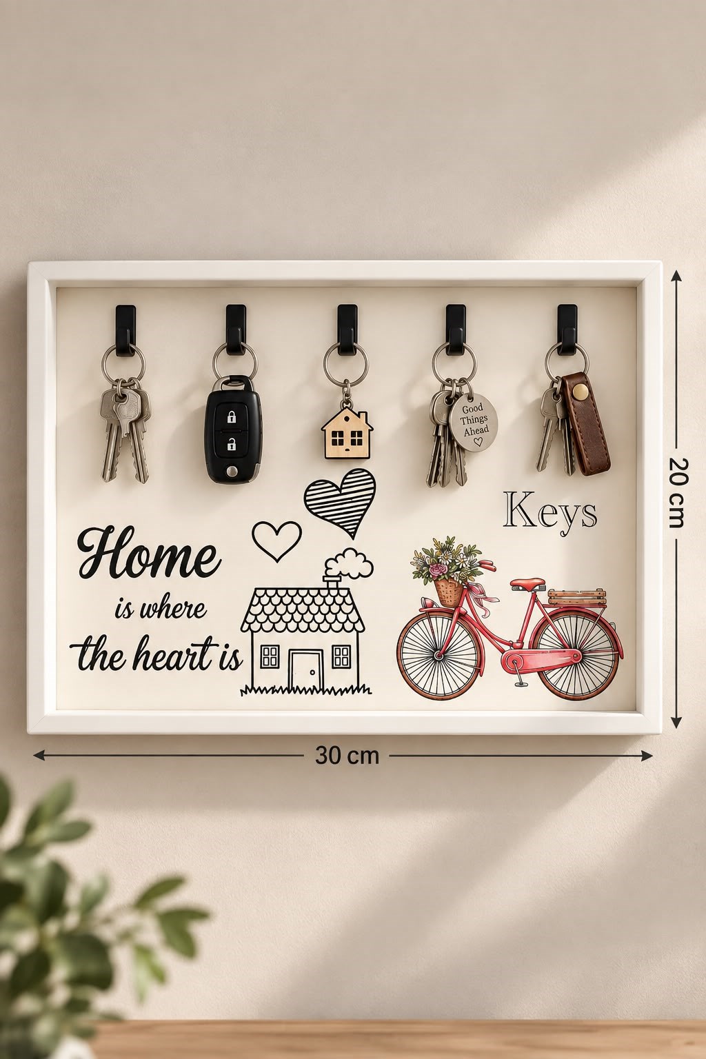 Home Baskılı Kapı Anahtarlık Askılığı  Beyaz