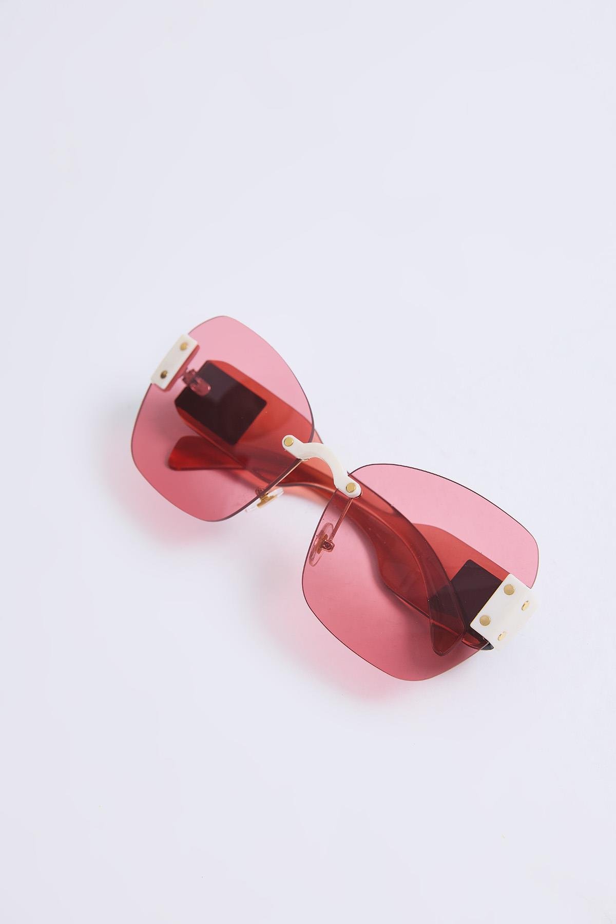 Retro Çevçevesiz Model Güneş Gözlüğü Pembe