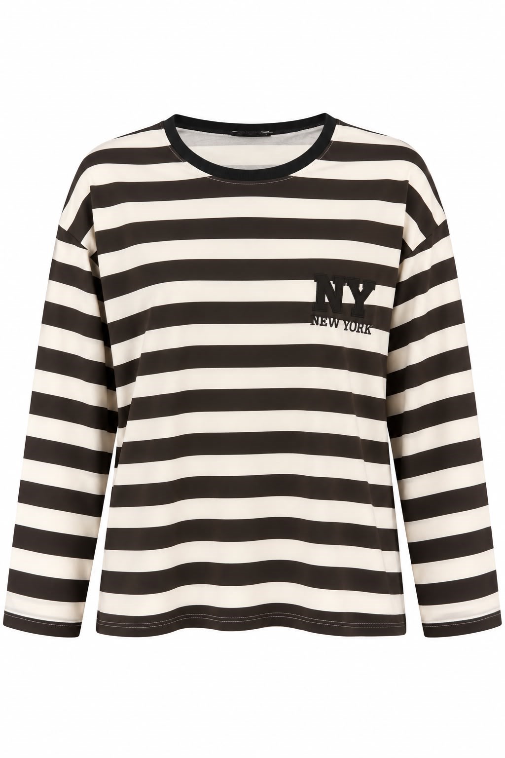 Kadın Baskılı Bisiklet Yaka Oversize Sweatshirt Kahverengi