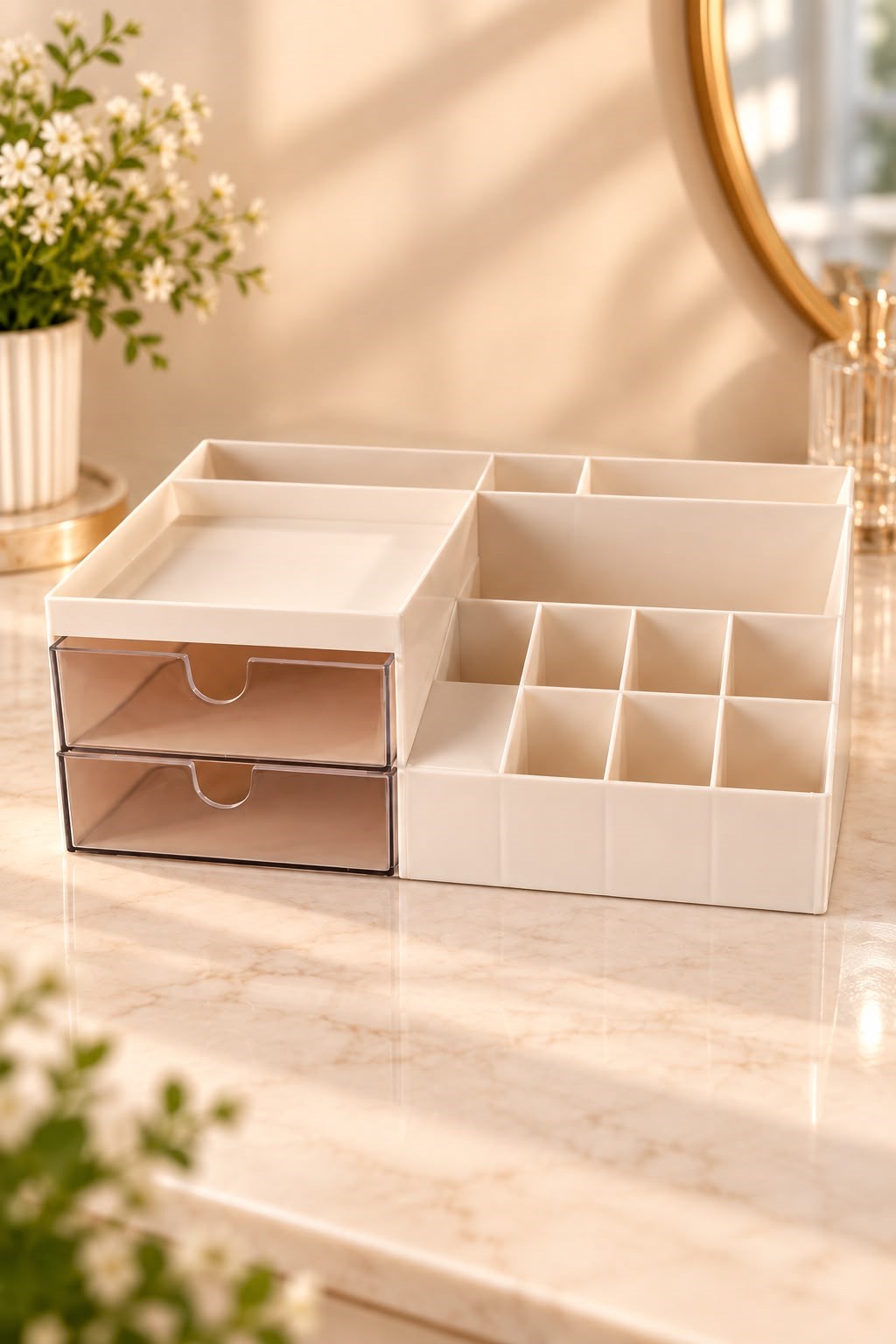 Çift Çekmeceli Organizer Bej