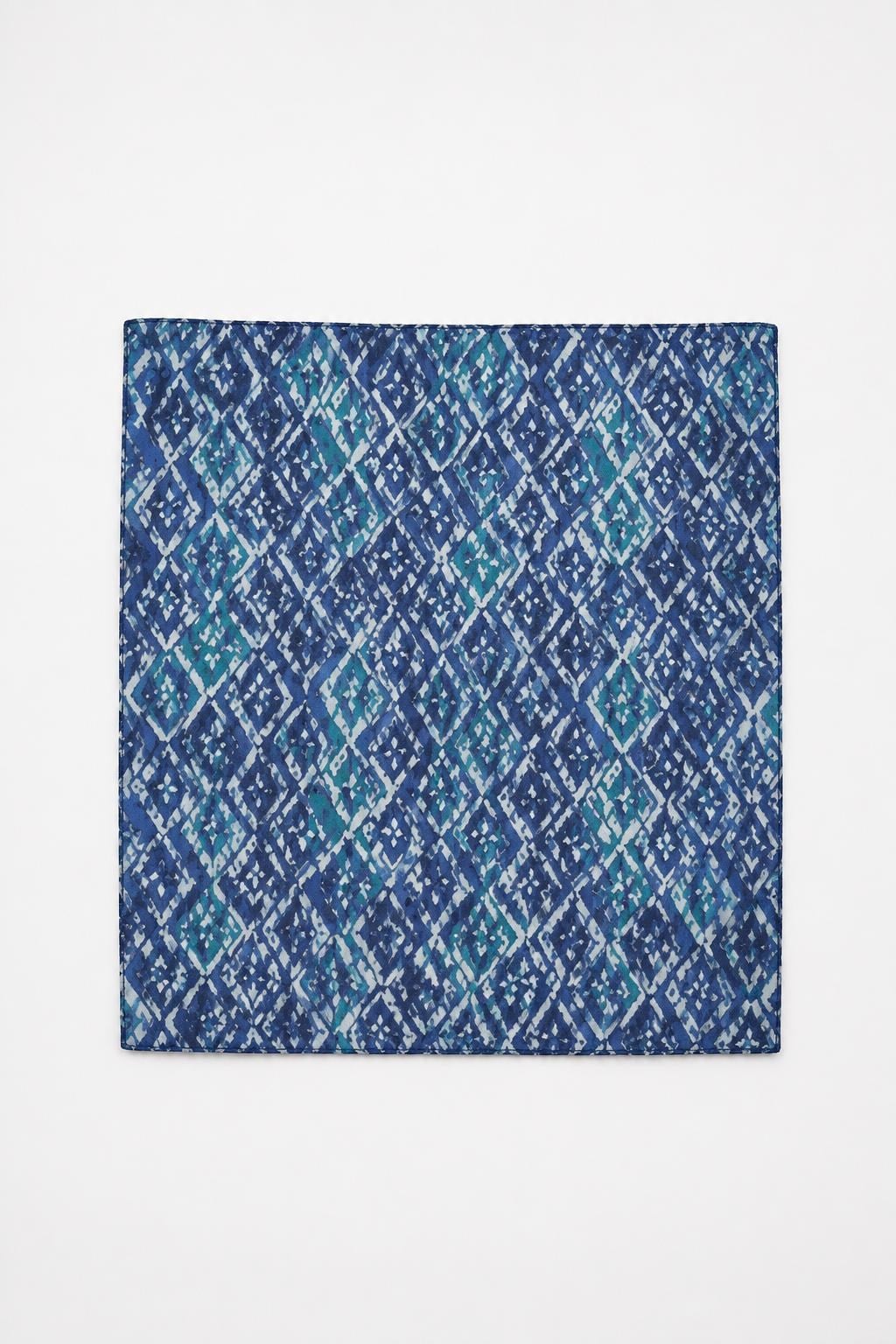 Geometrik Desenli Şifon 45X45 Ölçülü Fular Mavi