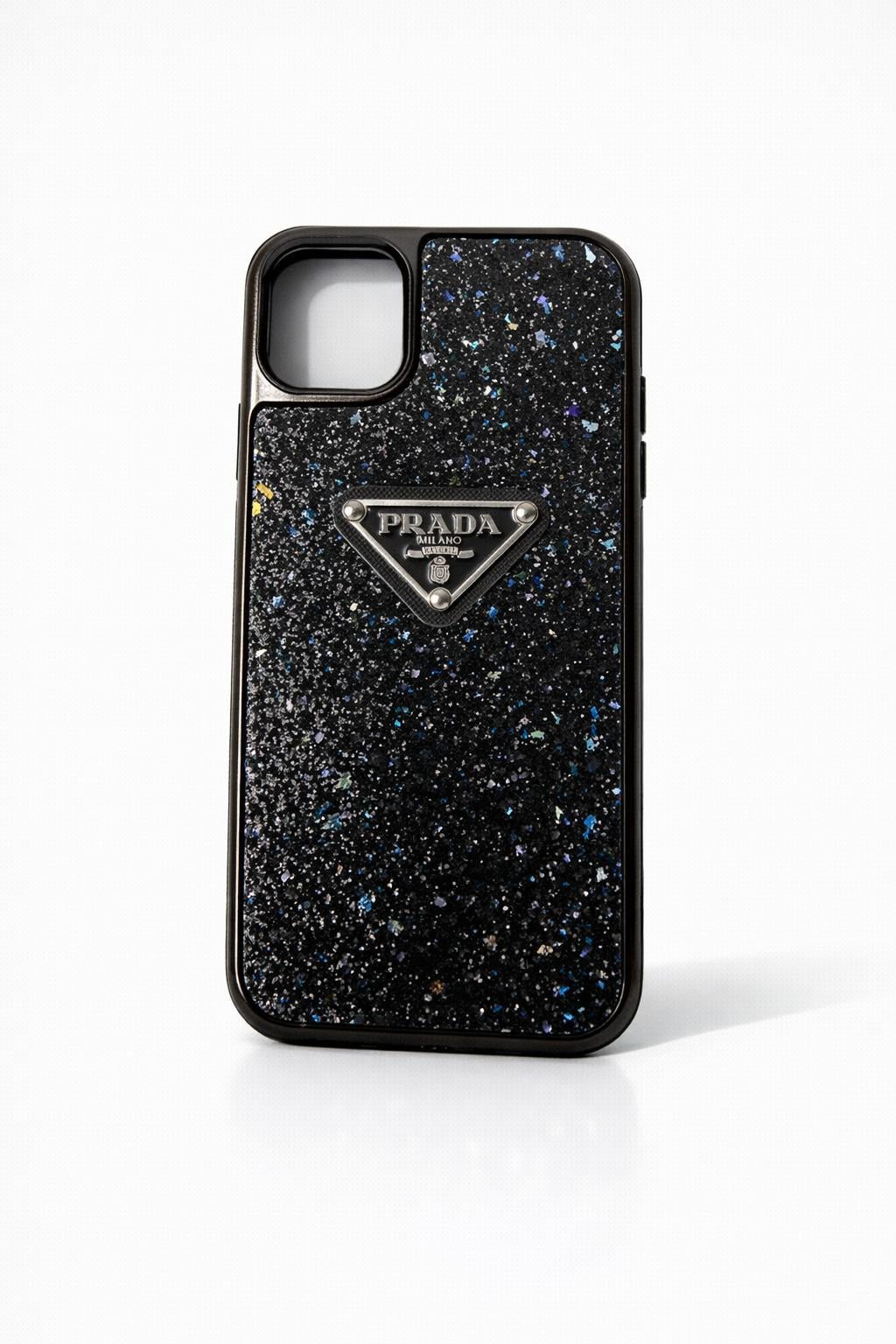 İphone 14 Pro Max Uyumlu Parlak Taşlı Premium Kılıf Siyah