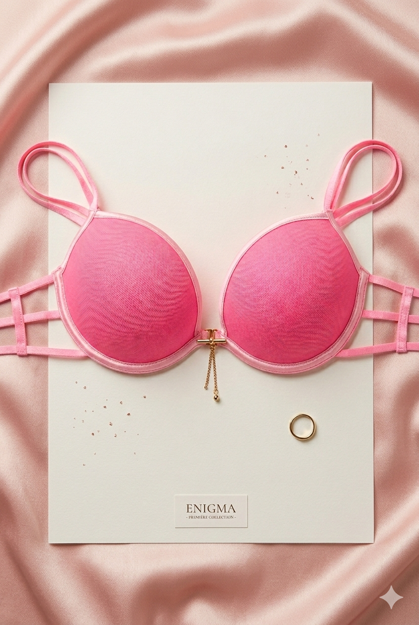 Kadın Destekli Push-up Taşlı Biyeli Micro Sütyen Pembe