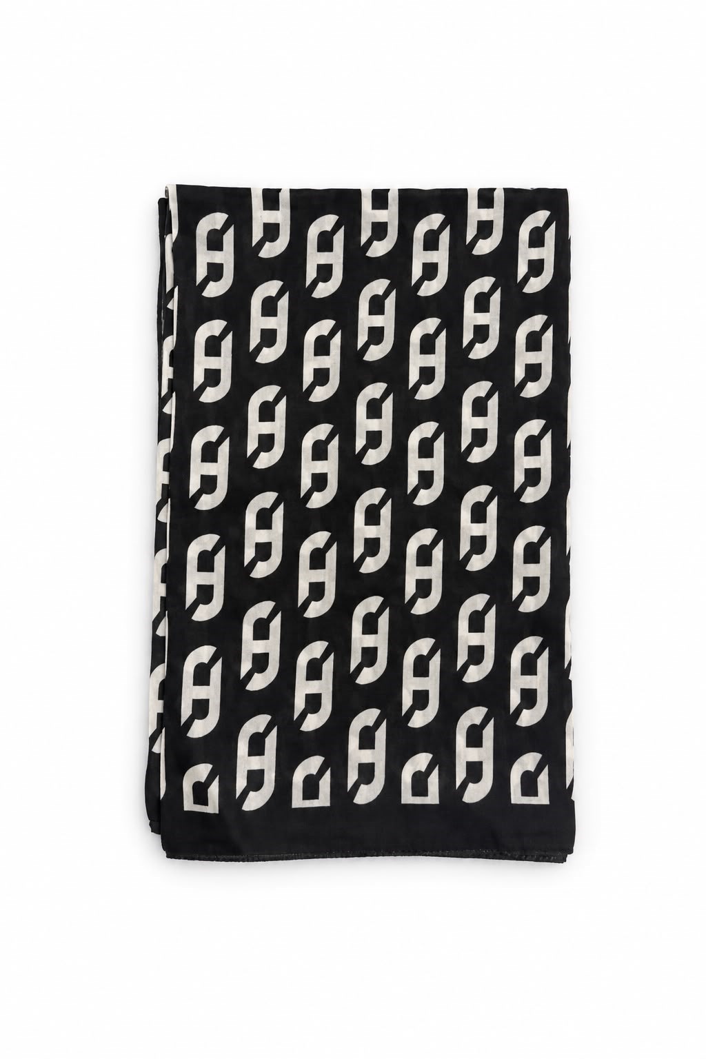 Kadın Monogram Desenli Fresh Şal Siyah/Beyaz