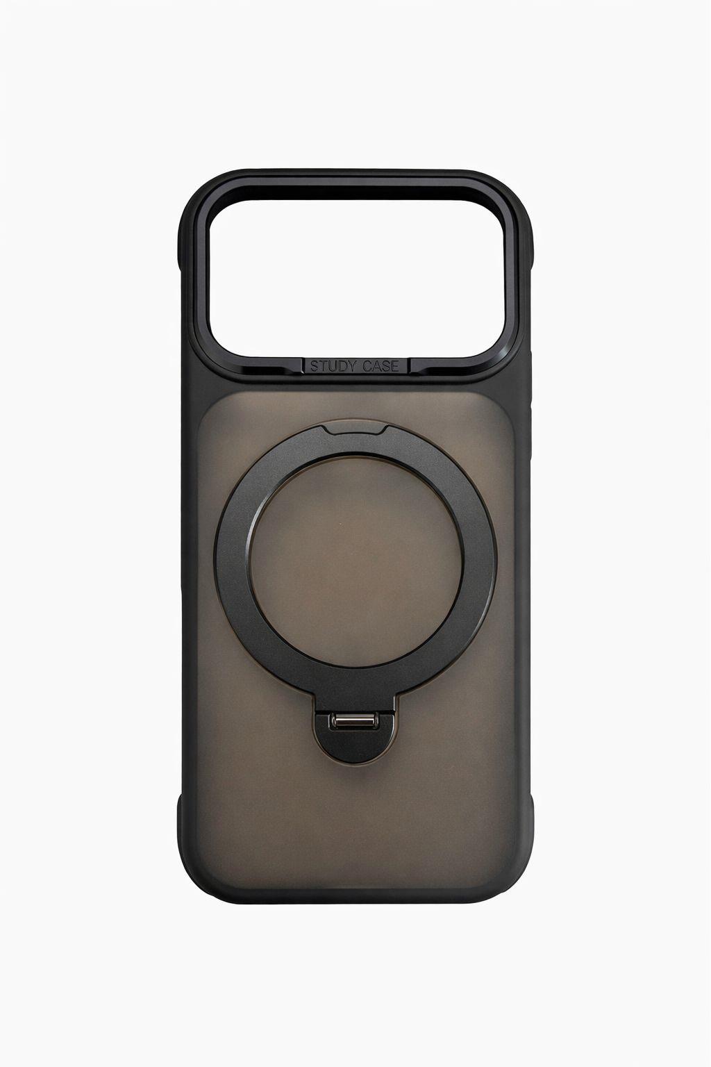 İphone 17 Pro Max Uyumlu MagSafe Dönebilen Mat Yüzeye Sahip Kılıf Siyah