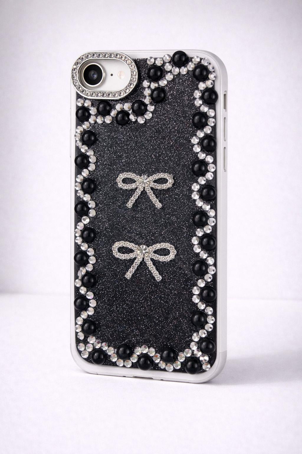 İphone 16 E Uyumlu Taş Detaylı Telefon Kılıf Siyah