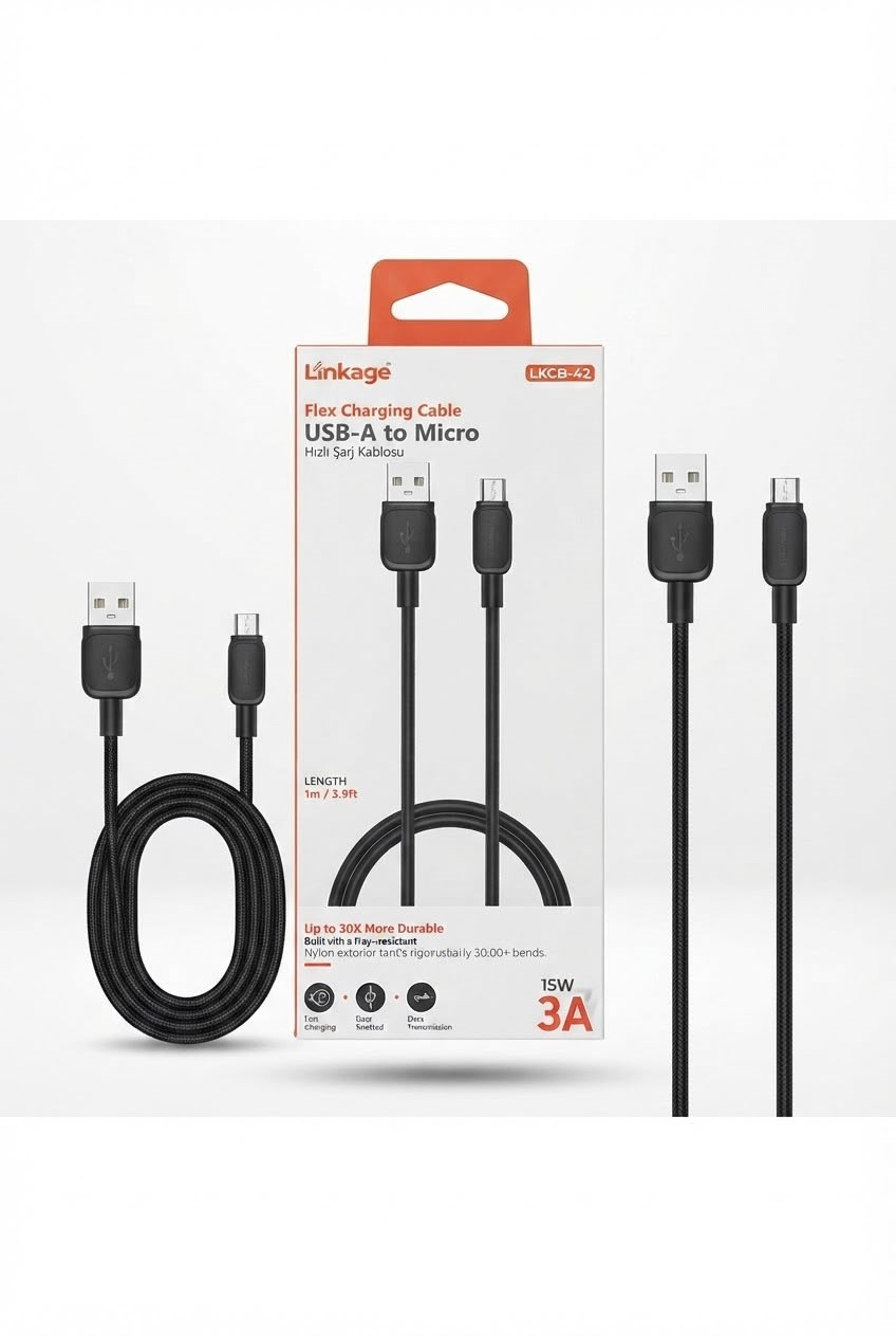 USB Hızlı Şarj ve Veri Aktarım Kablosu Siyah