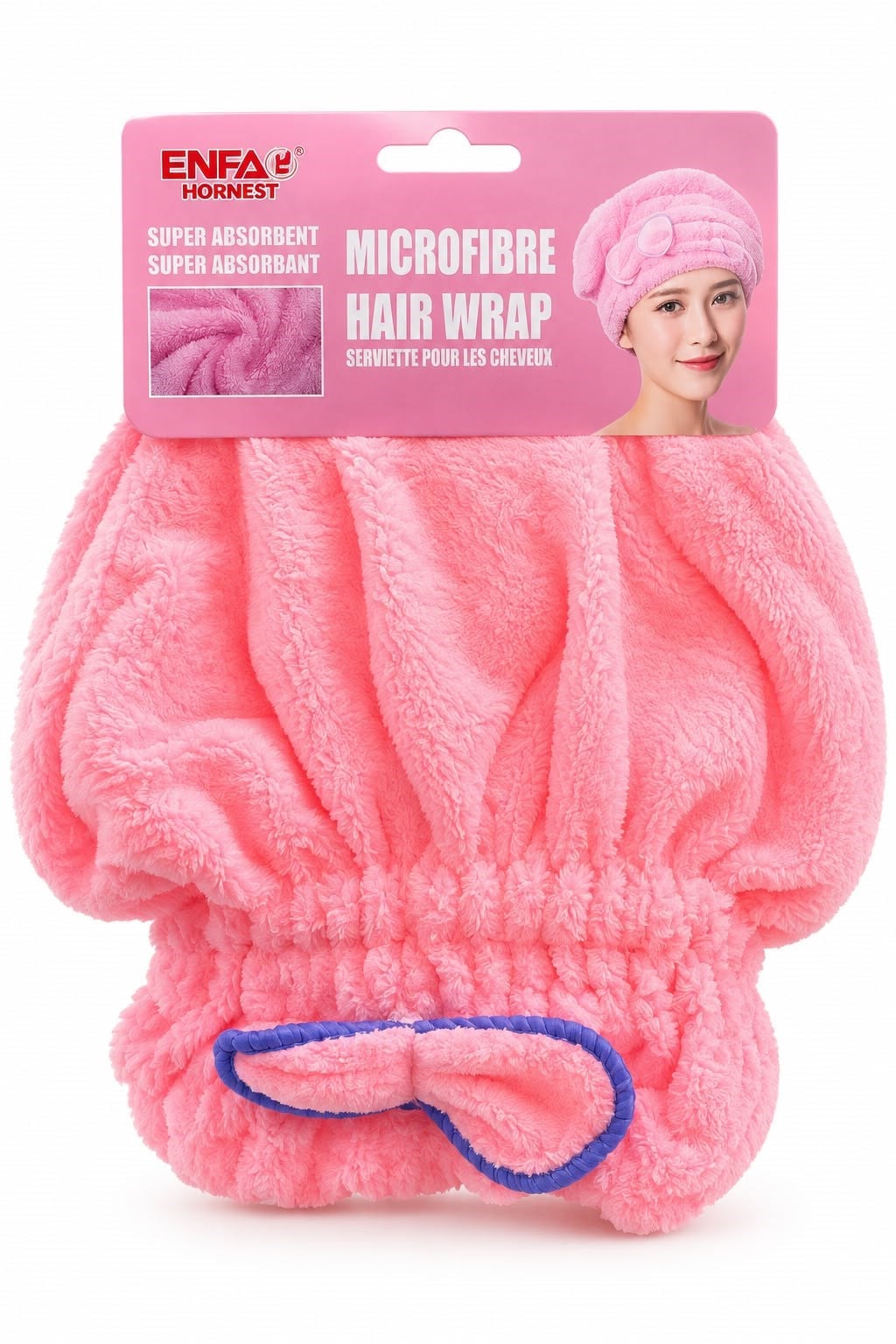 Mikrofiber Saç Kurutma Bonesi Pembe
