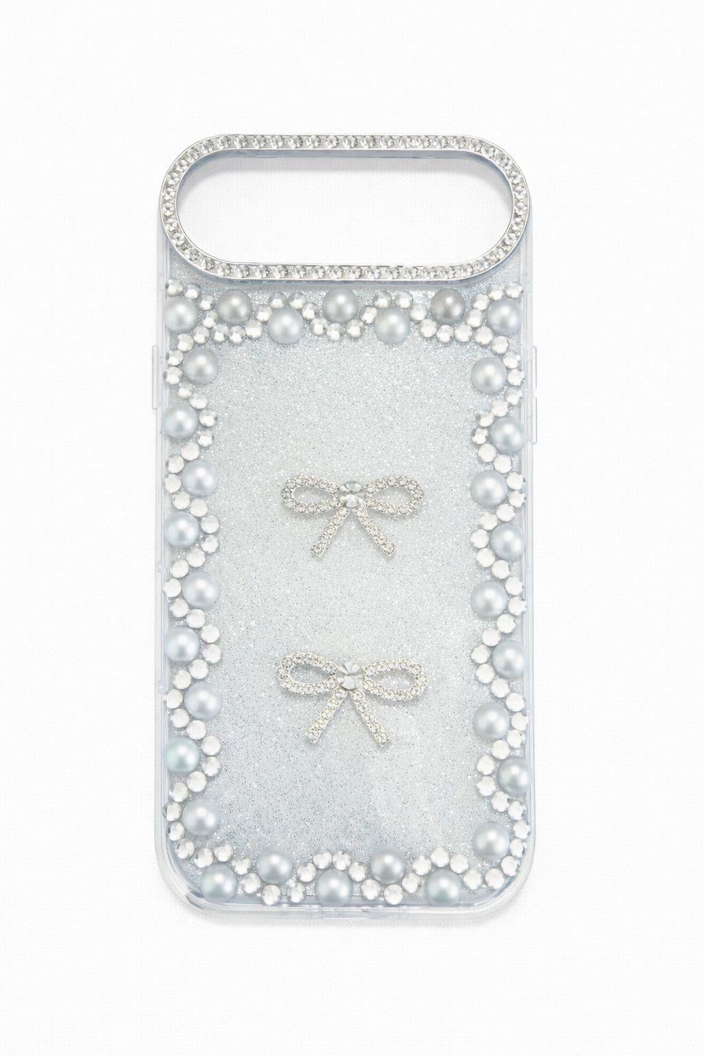 İphone 17 Air Uyumlu Taş Detaylı Telefon Kılıfı Beyaz