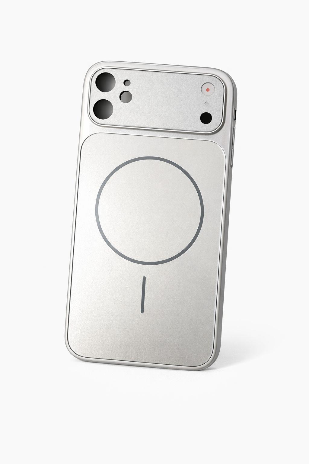 İphone 15 Plus Uyumlu 17 Pro Max Görünümlü Çevirici Kameralı Kılıf Gri