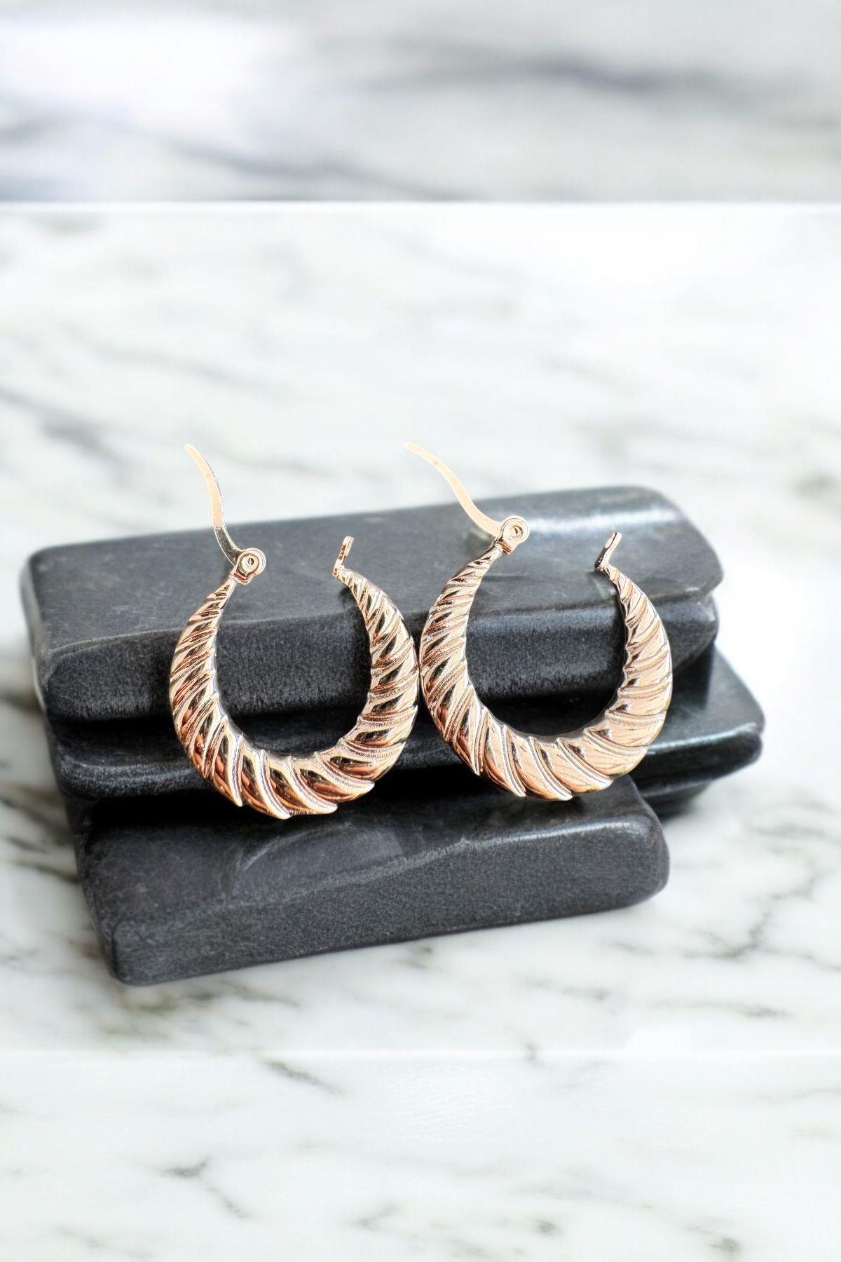 Burgulu Vintage Halka Küpe Gold · 2