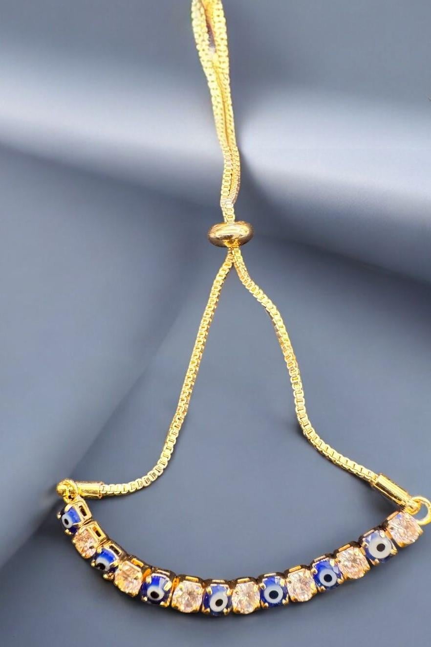 Nazar Boncuklu Su Yolu Asansörlü Bileklik Gold
