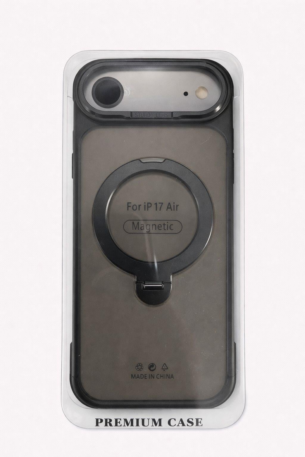 İphone 17 Air Uyumlu MagSafe Dönebilen Mat Yüzeye Sahip Kılıf Siyah