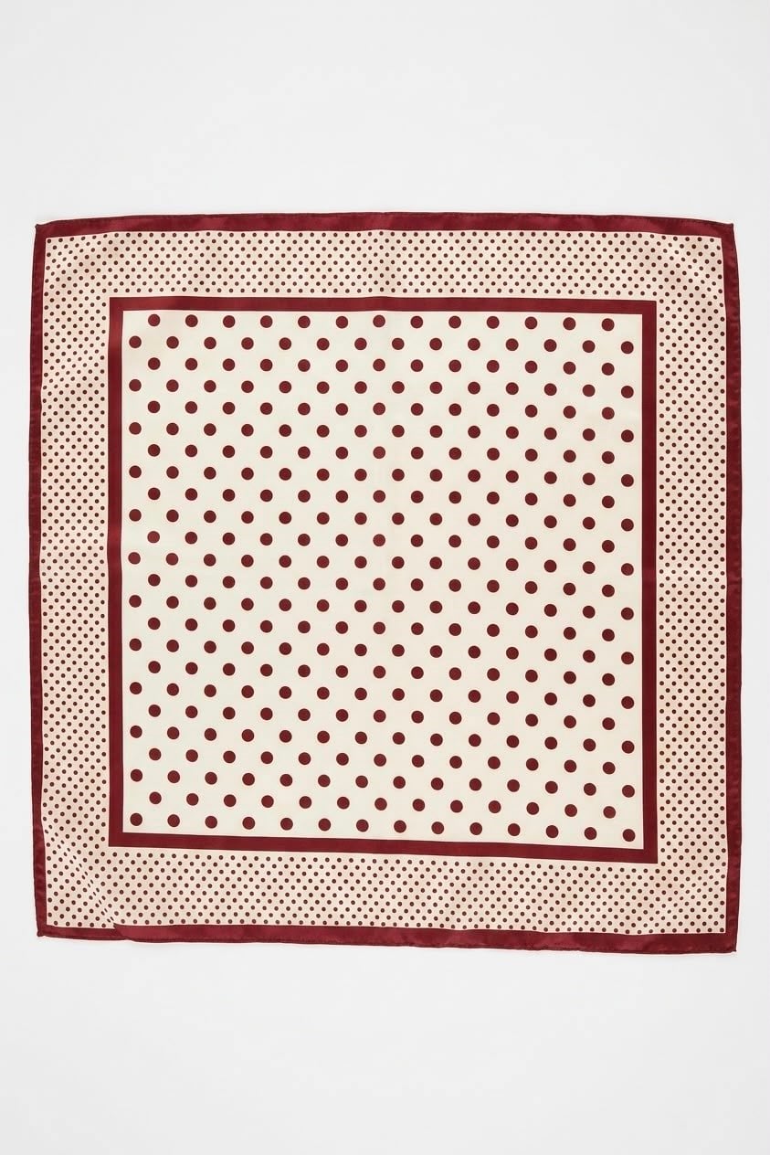 Puantiye Desenli 45X45 Ölçülü Fular Bordo