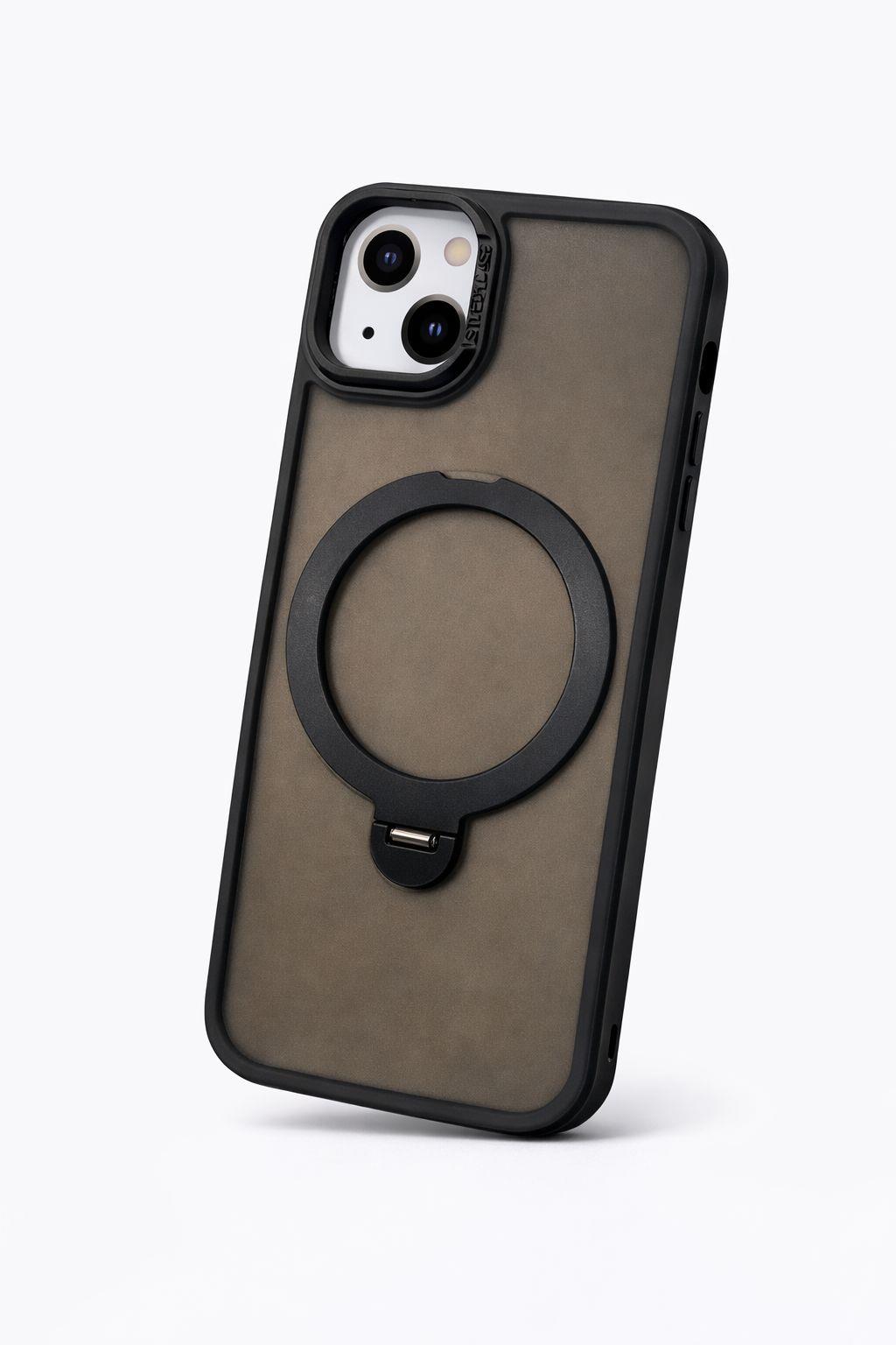 İphone 15 Pro Uyumlu MagSafe Dönebilen Mat Yüzeye Sahip Kılıf Siyah