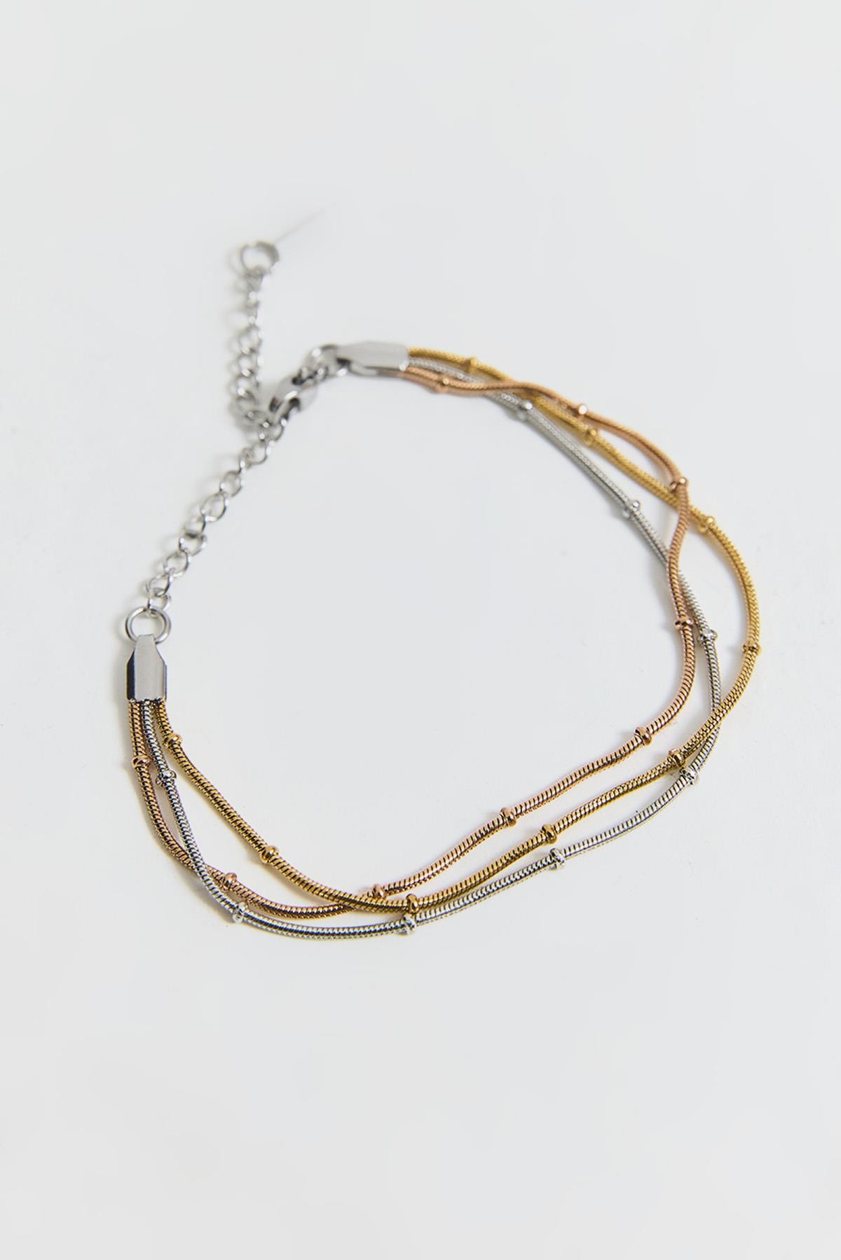 Üç Renkli Zincir Çelik Bileklik