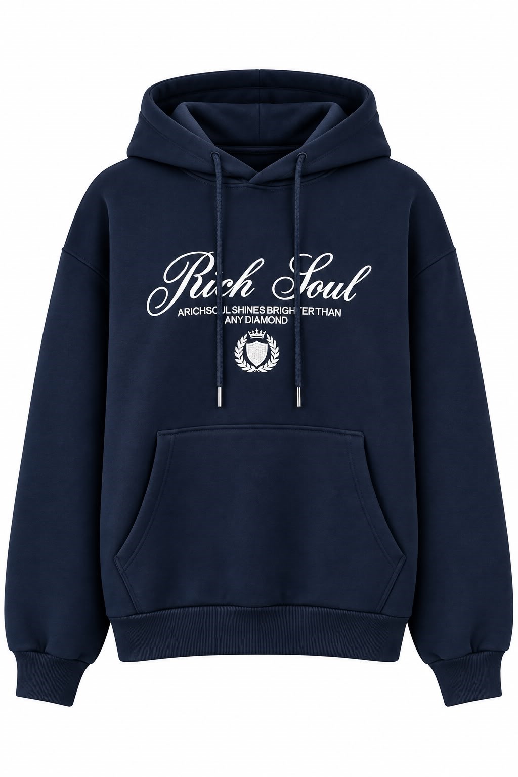 Kadın Baskılı Oversize Kapüşonlu Cep Detay Sweatshirt Lacivert