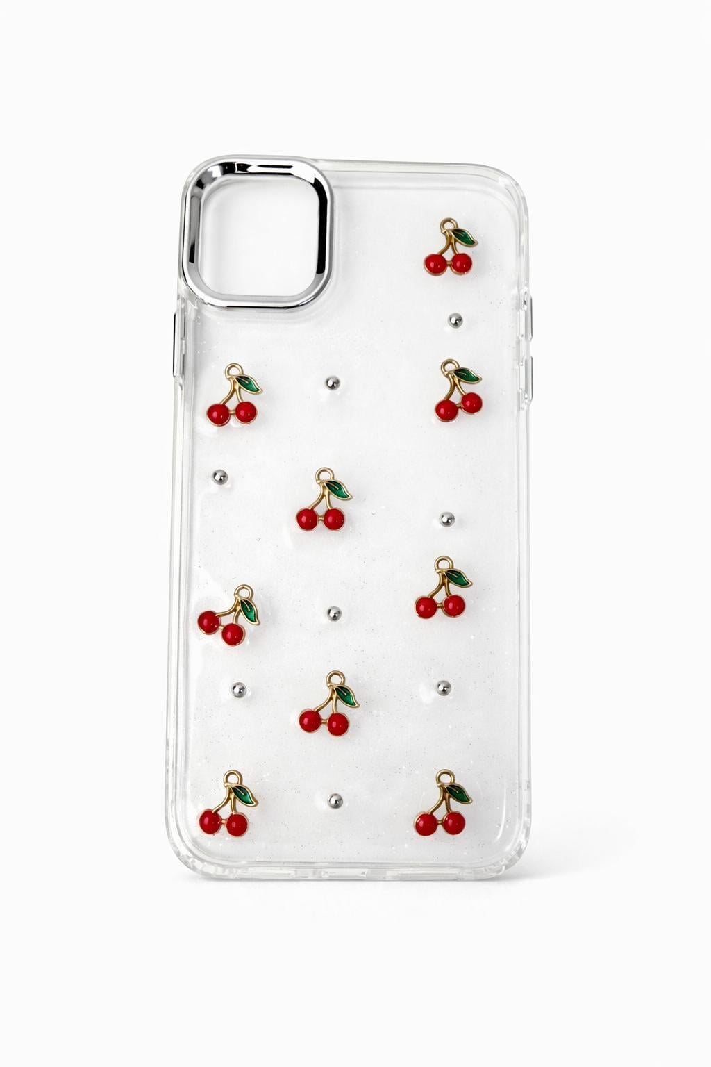 İphone 14 Uyumlu Şeffaf Kiraz Figürlü Kılıf