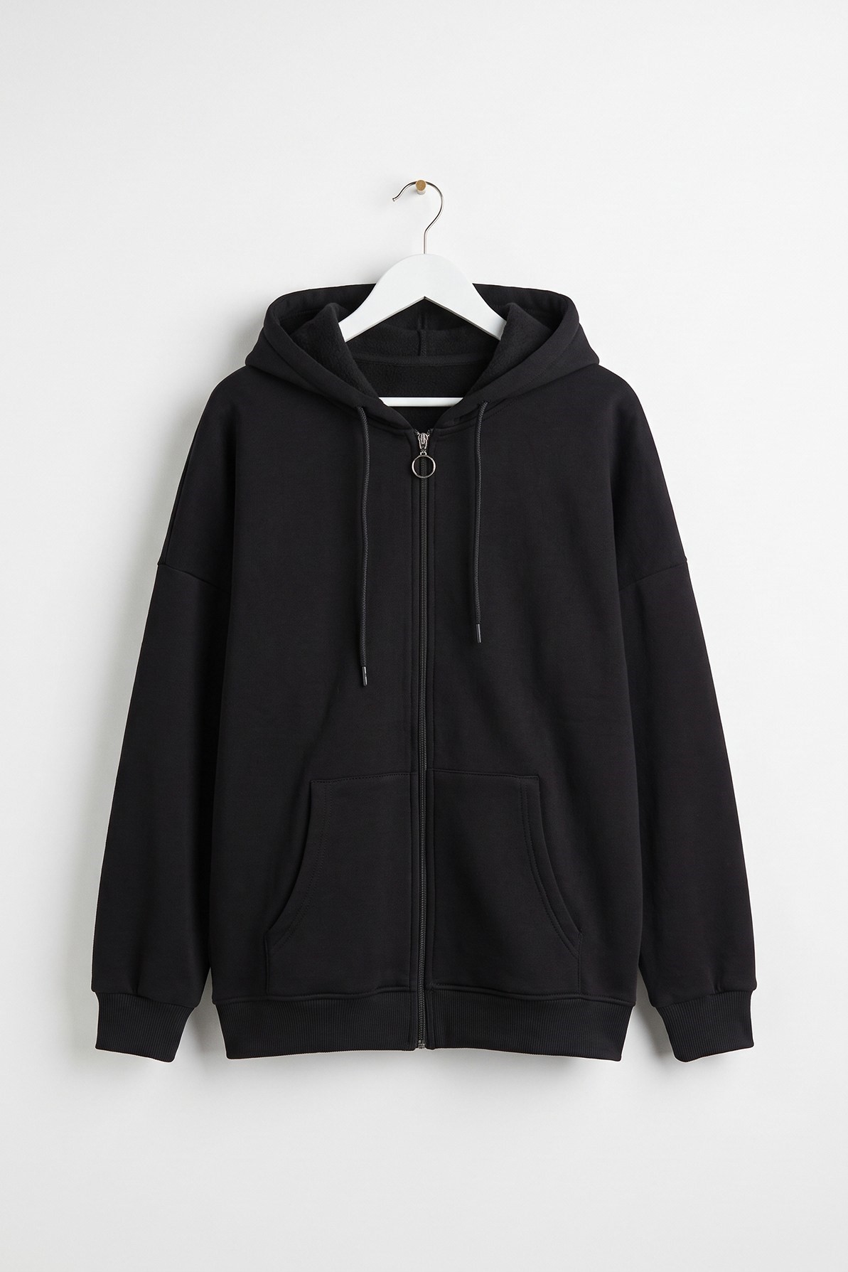 Kadın Kapüşonlu Fermuar Detaylı Cepli Sweatshirt Siyah