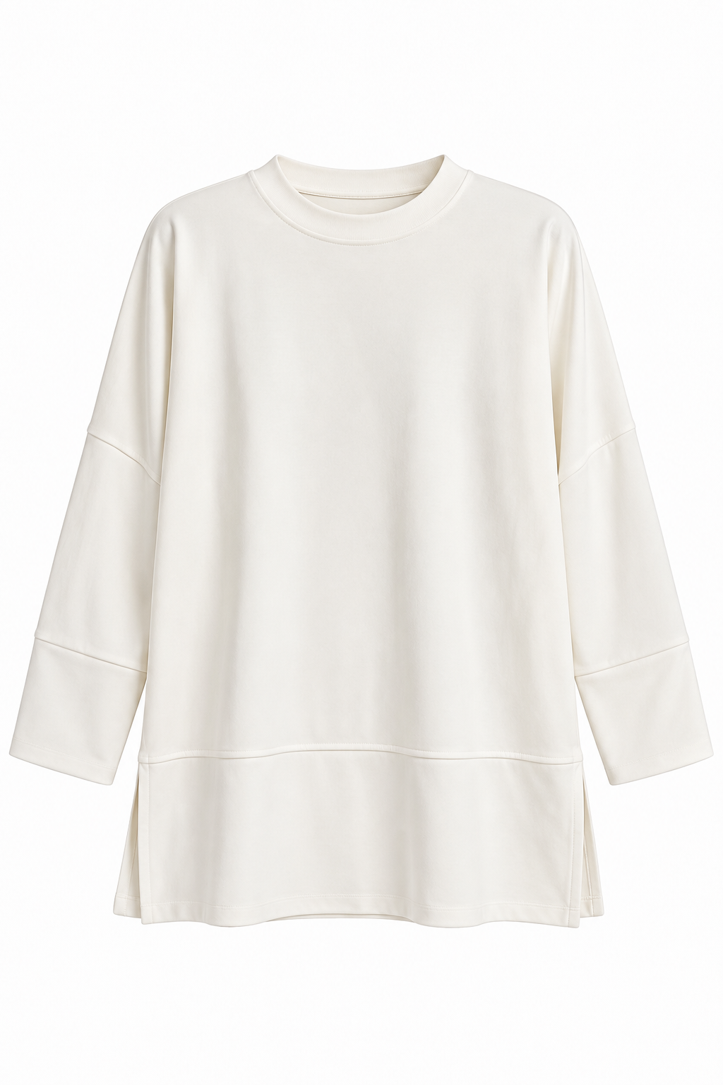 Kadın Oversize Manşet Detaylı Tunik Beyaz