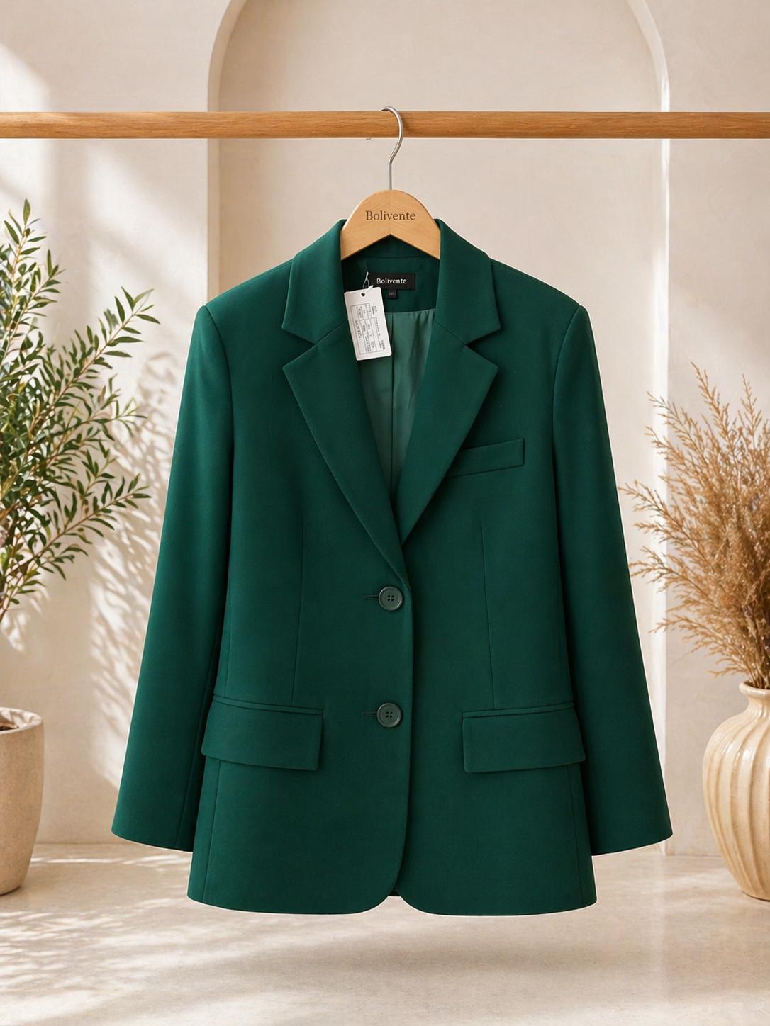 Kadın Oversize Çift Düğmeli Blazer Ceket Yeşil