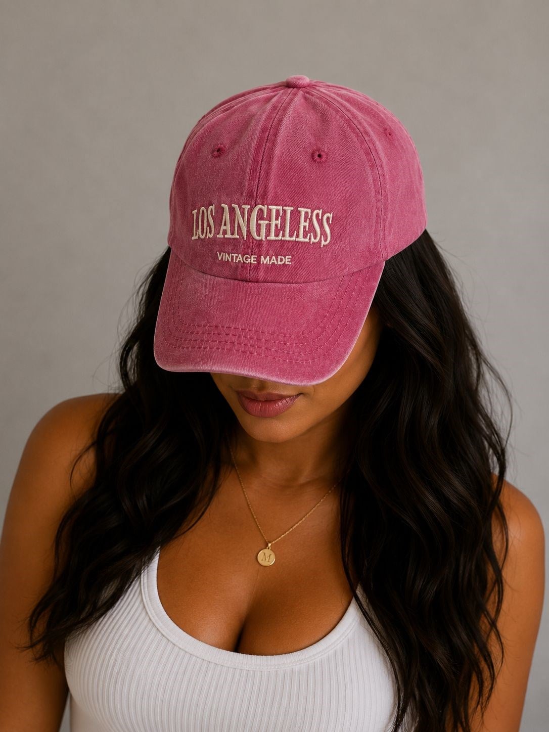 Kadın Los Angeles Nakışlı Yıkamalı  Şapka Kırmızı