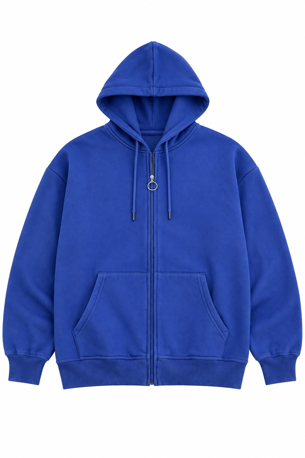 Kadın Kapüşonlu Fermuar Detaylı Cepli Sweatshirt Koyu  Mavi