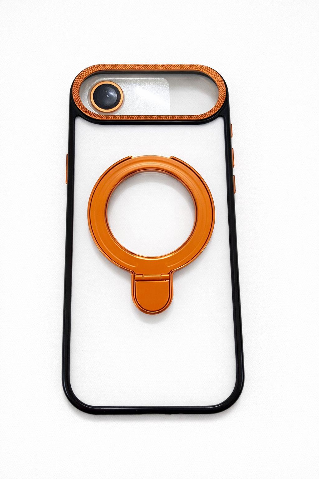 İphone 17 Air Uyumlu Magsafe Dönebilen Halkalı Kılıf Lens Korumalı Turuncu