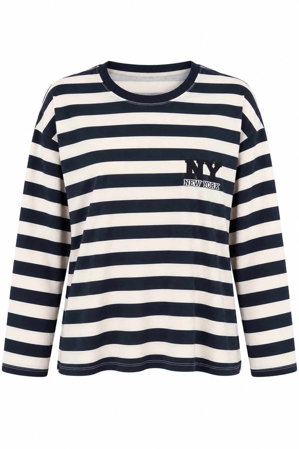 Kadın Baskılı Bisiklet Yaka Oversize Sweatshirt Lacivert