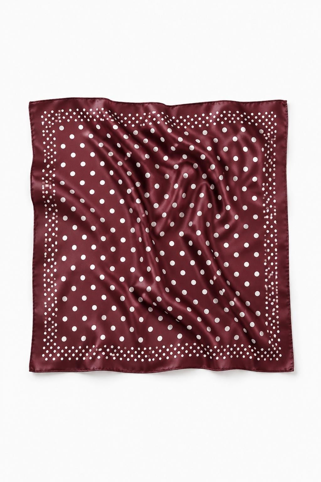 Puantiye Desenli 45X45 Ölçülü Fular Bordo