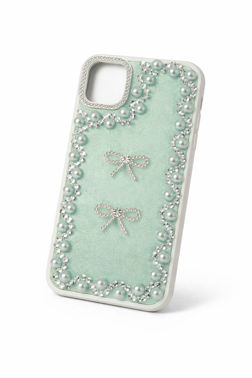 İphone 15 Pro Uyumlu Taş Detaylı Telefon Kılıfı Yeşil