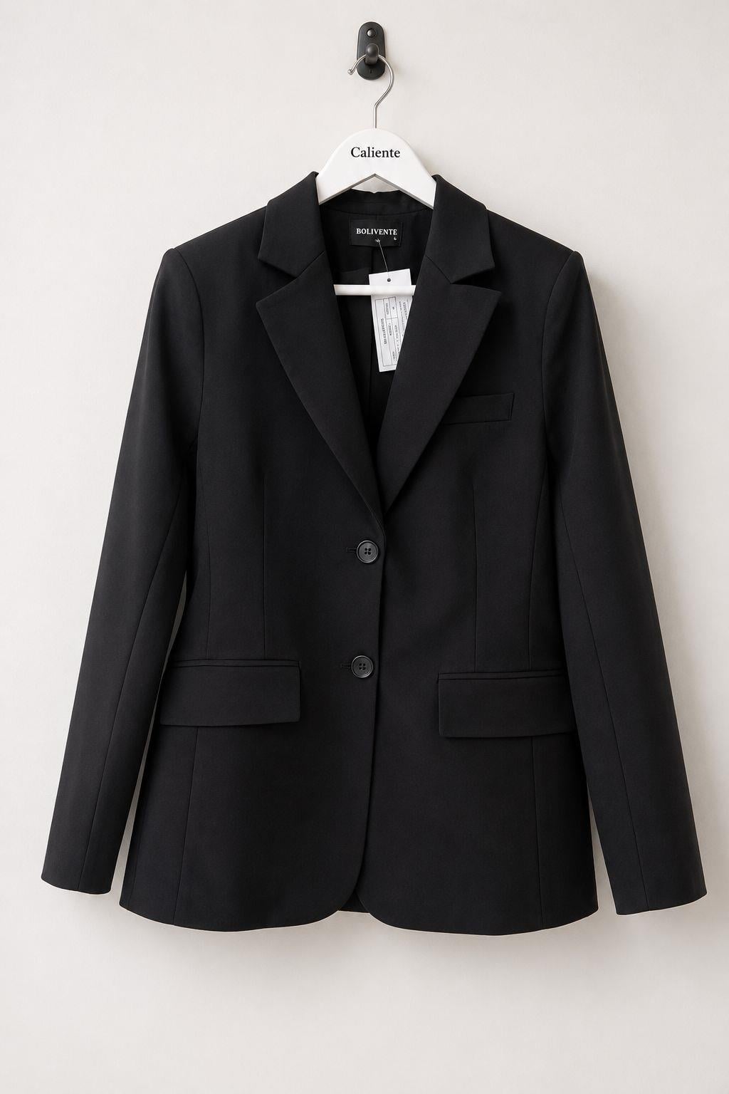 Kadın Düğmeli Oversize Blazer Ceket Siyah