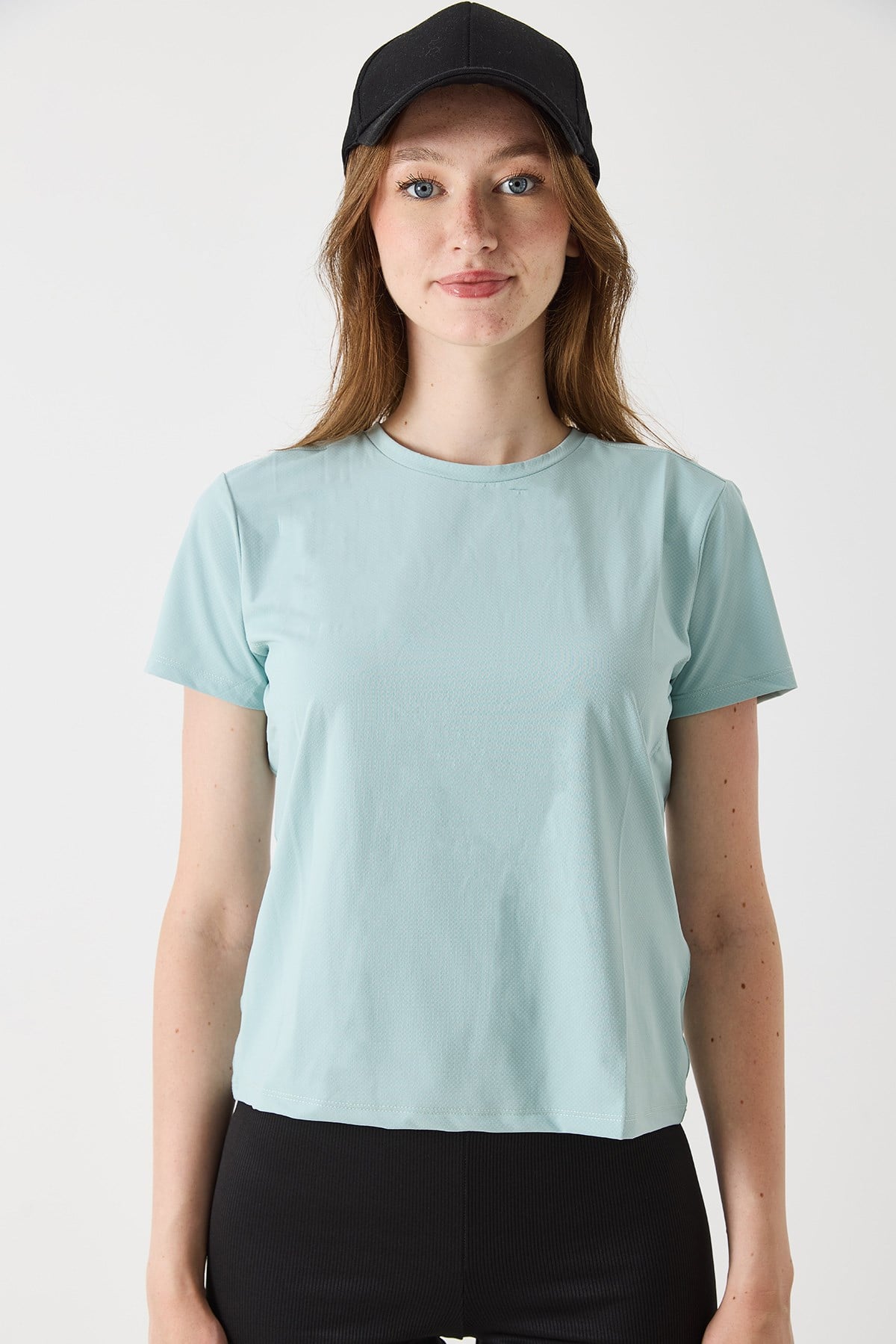 Kadın Fit Kalıp Nefes Alan Sporcu Tshirt Yeşil