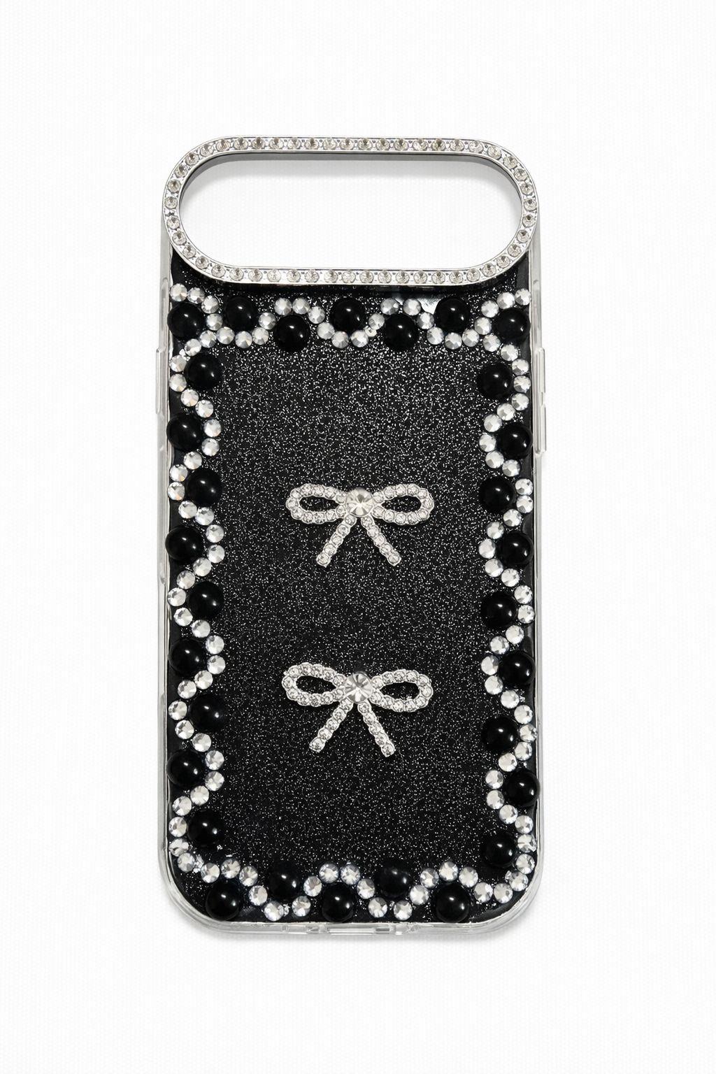 İphone 17 Air Uyumlu Taş Detaylı Telefon Kılıfı Siyah