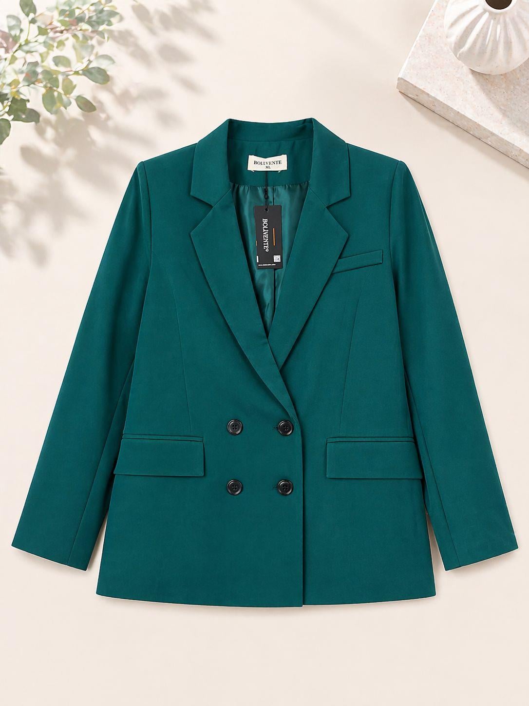 Kadın Oversize Düğmeli Blazer Ceket Yeşil
