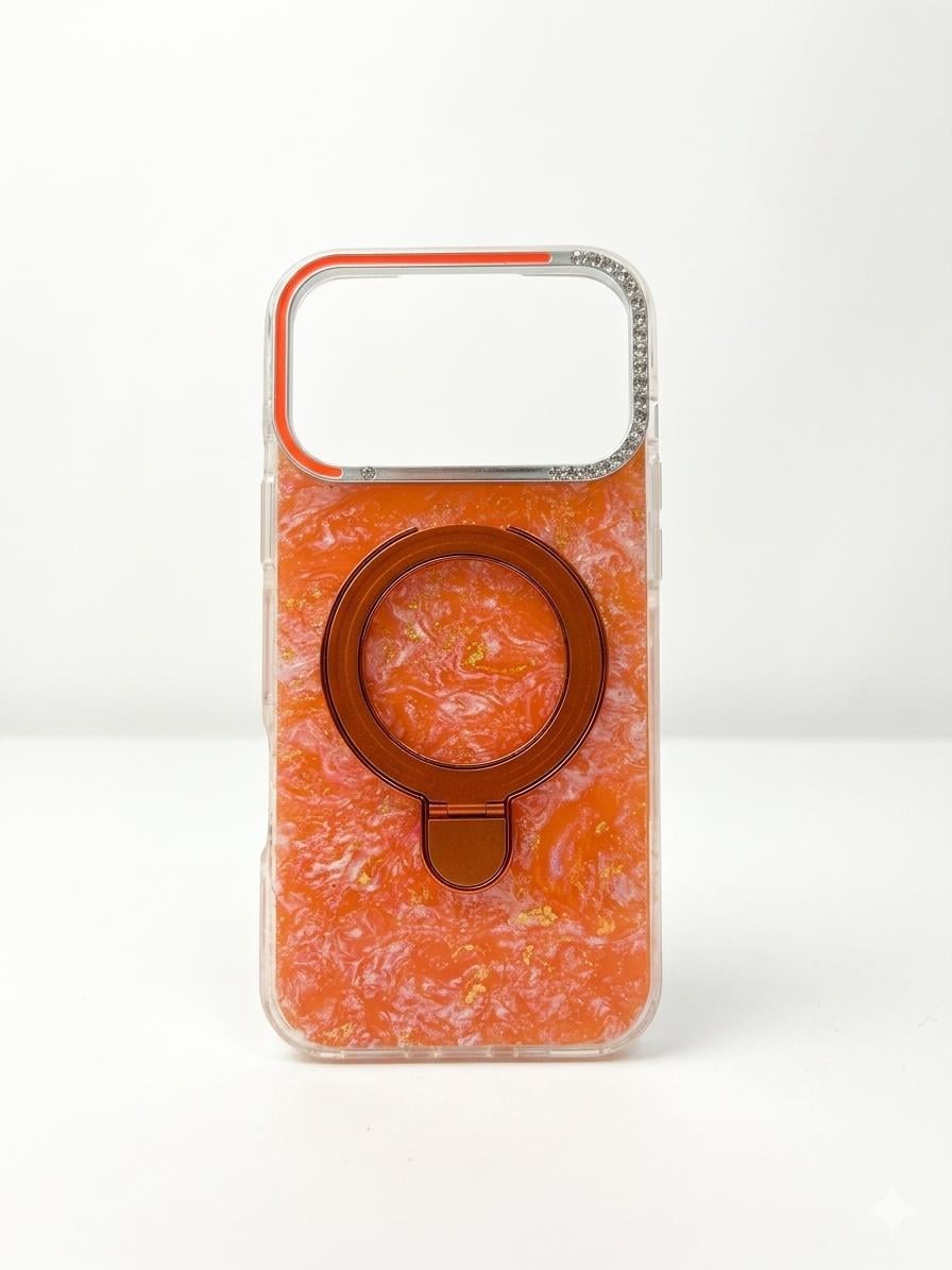 17 Pro Max Uyumlu Magsafe Dönebilen Halkalı Kılıf Turuncu