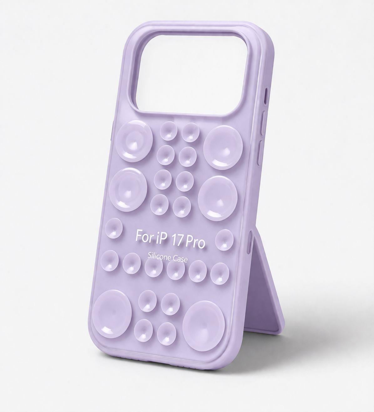 İphone 17 Pro Max Uyumlu Vantuzlu ve Pop-it Özellikli Kılıf Lila